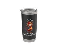 Crazy Chicken I'm Fine It's Fine Everything Is Fine Bicchiere termico in acciaio inox doppia parete