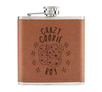 Crazy Cookie Boy Stars Otre 6oz In Pelle Sintetica PU Boccetta Tascabile Tan