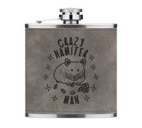Crazy Criceto Man Stars 170ml pelle Sintetica Hip Flask Grigio Divertente Animal