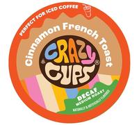 Crazy Cups Cialde da caffè al gusto decaffeinato, cannella decaffeinata, toast francese, caffè aromatizzato, porzione singola di caffè arrosto medio raffreddato a ghiaccio per macchine Keurig K Cup