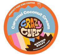 Crazy Cups Cialde di caffè aromatizzate, caffè al caramello al cocco, caffè a porzione singola per macchine Keurig K Cup, caffè caldo o freddo, caffè tostato di medie dimensioni in capsule riciclabili