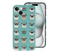 Crazy Cute Pug Dogs Funny Custodia protettiva leggera compatibile con iPhone 15/15 Plus/15 Pro/15 Pro Max Protezione divertente