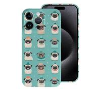 Crazy Cute Pug Dogs Funny Custodia protettiva leggera compatibile con iPhone 15/15 Plus/15 Pro/15 Pro Max Protezione divertente