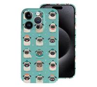 Crazy Cute Pug Dogs Funny Custodia protettiva leggera compatibile con iPhone 15/15 Plus/15 Pro/15 Pro Max Protezione divertente