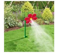 Crazy Daisy Sprinkler - 360° Dancing Flower Water Sprinkler for Lawn & Garden, Fun Water Toy for Kids & Pets, Durable Plastic Base (Red)