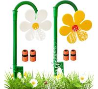 Crazy Daisy Sprinkler, 360° Rotate Crazy Dancing Flower Water Sprinkler, Funny Sun Flower Dancing Daisy Lawn Sprinkler with 3/4, 1/2 Adapter Watering Garden Irrigation Tool for Yard Watering (Red)