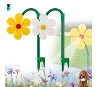 Crazy Daisy Sprinkler, 360° Rotating Dancing Flower Water Sprinkler for Fun, Fun Irrigation Tool, Garden Lawn Coverage Kid Pet Play Plastic Base Yard Spray (2 Pcs White+Yellow)