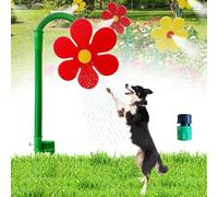 Crazy Daisy Sprinkler, 360° Rotating Dancing Flower Water Sprinkler for Lawn & Garden, Funny Sun Flower Dancing Daisy Lawn Sprinkler for Dogs Kids Playing (Red)