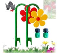Crazy Daisy Sprinkler, Crazy Daisy Water Sprinkler, Flower Sprinklers, 360° Rotating Moving Dancing Flower Sprinklers, Fun Irrigation Tool for Yard Watering Kids & Pets Playing (2pcs-Red+Yellow)