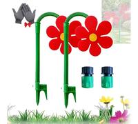 Crazy Daisy Sprinkler, Crazy Daisy Water Sprinkler, Flower Sprinklers, 360° Rotating Moving Dancing Flower Sprinklers, Fun Irrigation Tool for Yard Watering Kids & Pets Playing (2pcs-Red)