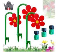 Crazy Daisy Sprinkler, Crazy Daisy Water Sprinkler, Flower Sprinklers, 360° Rotating Moving Dancing Flower Sprinklers, Fun Irrigation Tool for Yard Watering Kids & Pets Playing (3pcs-Red)