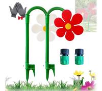 Crazy Daisy Sprinkler, Crazy Daisy Water Sprinkler, Flower Sprinklers, 360° Rotating Moving Dancing Flower Sprinklers, Fun Irrigation Tool for Yard Watering Kids & Pets Playing (2pcs-White+Red)