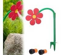 Crazy Daisy Sprinkler, Crazy Funny Sun Flower Dancing Daisy 360° Rotating Dancing Flower Water Sprinkler for Yard Watering Kids & Pets Playing, Red Yellow Lawn Garden Sprinkler (Red)