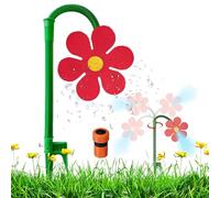 Crazy Daisy Water Sprinkler, Funny Garden Sprinkler, 360° Rotating Dancing Flower Water for Lawn Garden, Fun Irrigation Tool for Yard Watering Kids & Pets Playing, Durable Plastic Base (Red)