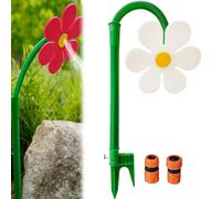 Crazy Dancing Daisy Sprinkler, with Stake - 360° Rotating Flower Water Spray, Crazy Dancing Flower Water Sprinkler, with Sturdy Plastic Base, Suitable for Yard, Garden Watering (White)