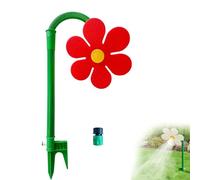 Crazy Dancing Daisy Sprinkler with Stake, Funny Sun Flower Dancing Daisy Lawn Sprinkler, 360° Rotating Flower Water Spray for Yard Watering Pets Play (Red,Thread connector)