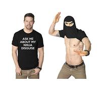 Crazy Dog Mens Ask Me About My Ninja Disguise T Shirt Funny Flip Costume Humor Tee Novelty Shirts for Men with Gag for Guys Black XXL