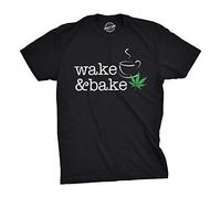 Crazy Dog Tshirts - Mens Wake And Bake Tshirt Funny Morning Marijuana Legalization Tee for Guys (Black) - 3XL - Divertente Uomo Maglietta