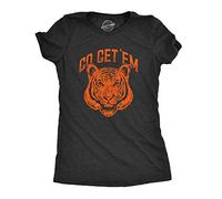 Crazy Dog Tshirts - Womens Go Get Em Tiger Tshirt Funny Motivational Big Cat Tee (Heather Black) - S - Divertente Donna Magliette