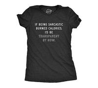 Crazy Dog Tshirts - Womens If Being Sarcastic Burned Calories Hilarious Gym Workout Gift Trainer T-Shirt (Heather Black) - XXL - Divertente Donna Magliette