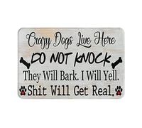 Crazy Dogs Live Here Do Not Knock They Will Bark I Will Yell Shit Will Get Real Zerbino Asciugapassi Trappola Sporco Tappeti Da Bagno Lavabile In Lavatrice Zerbino Ingresso Per Vasca 40X60Cm