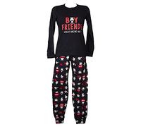 CRAZY FARM Pigiama Donna Estivo Manica Lunga Collo Serafino Pantalone con Polsino e Elastico in Vita Cotone Articolo 15690, BOYB Boy Friend Blu, M