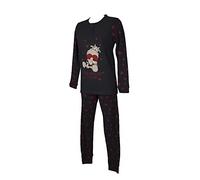 CRAZY FARM Pigiama Donna Invernale Morbido e Caldo Manica Lunga Collo Serafino Articolo 15674, 2160 Cuore Fondo Blu, S