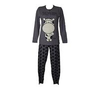 CRAZY FARM Pigiama Donna Morbido e Caldo Invernale Manica Lunga Collo Serafino Pantalone con Polsino Articolo 15781, 2509 Navy, S