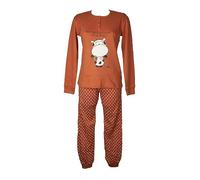 CRAZY FARM Pigiama Donna Over Taglie Forti Cotone Interlock Invernale Manica Lunga Collo Serafino Articolo 15786, 2487 Prolunga Orange, XXL