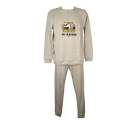 CRAZY FARM Pigiama uomo invernale interlock cotone manica lunga collo henley pantaloni e camicia con polsini art.16012