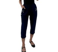 Crazy Fashion Ladies Capri Pantaloni a Tre Quarti Morbidi a 3/4 da Donna Pullover Corto Elasticizzato Pantaloncini in Vita Elasticizzati Plus Size Pantaloni Estivi da donnaEUR (Navy Blue, 20)
