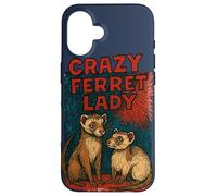 Crazy Ferret Signora Divertente Proprietario Animale Umorismo Custodia per iPhone 16