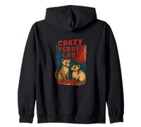 Crazy Ferret Signora Divertente Proprietario Animale Umorismo Felpa con Cappuccio