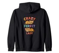 Crazy Ferret Signora Divertente Proprietario Animale Umorismo Felpa con Cappuccio