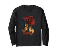 Crazy Ferret Signora Divertente Proprietario Animale Umorismo Maglia a Manica