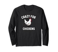 Crazy for Chickens - Farm Farmer Farming Backyard Carino Divertente Maglia a Manica