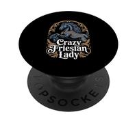 Crazy Frisian Lady - Cavallo Frisone Equitazione PopSockets PopGrip Adesivo