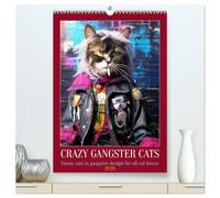 Crazy gangster cats (High Quality Premium Wall Calendar 2026 DIN A2 portrait),CALVENDO 12 Month Wall Calendar: Funny cats in gangster design for all cat lovers