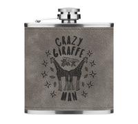 Crazy Giraffa Man Stars 170ml pelle Sintetica Hip Flask Grigio Funny Scherzo Zoo