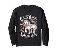 Crazy Gypsy Vanner, da Donna, con Piume di Cavallo, Western, per Equitazione Maglia a Manica