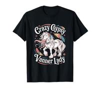 Crazy Gypsy Vanner, da Donna, con Piume di Cavallo, Western, per Equitazione Maglietta