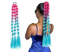 Crazy Hair Day-Accessoi - Estensione per coda di cavallo a bolle, lunga treccia, extension colorate con elastico per capelli, coda di cavallo a vescica