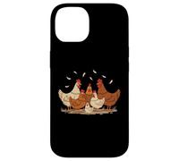 Crazy Hen Family Funny Chicken Retro Vintage Art Custodia per iPhone 14