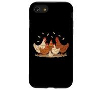 Crazy Hen Family Funny Chicken Retro Vintage Art Custodia per iPhone SE (2020) / 7 / 8