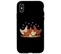 Crazy Hen Family Funny Chicken Retro Vintage Art Custodia per iPhone X/XS