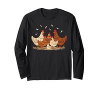 Crazy Hen Family Funny Chicken Retro Vintage Art Maglia a Manica