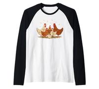 Crazy Hen Family Funny Chicken Retro Vintage Art Maglia con Maniche Raglan