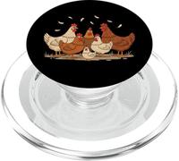 Crazy Hen Family Funny Chicken Retro Vintage Art PopSockets PopGrip per MagSafe