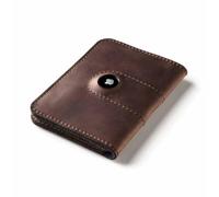 Crazy Horse Craft, AirTag - Portafoglio per passaporto, in pelle italiana conciata al vegetale, feltro di lana, porta carte da viaggio, porta carte di credito e documenti d'identità, Legno marrone.,