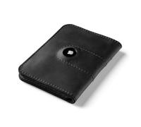 Crazy Horse Craft, AirTag - Portafoglio per passaporto, in pelle italiana conciata al vegetale, feltro di lana, porta carte da viaggio, porta carte di credito e documenti d'identità, Nero carbonio.,